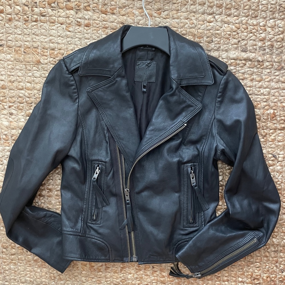 Joie Ailey Leather Motorcycle Biker Jacket Lambskin, Small